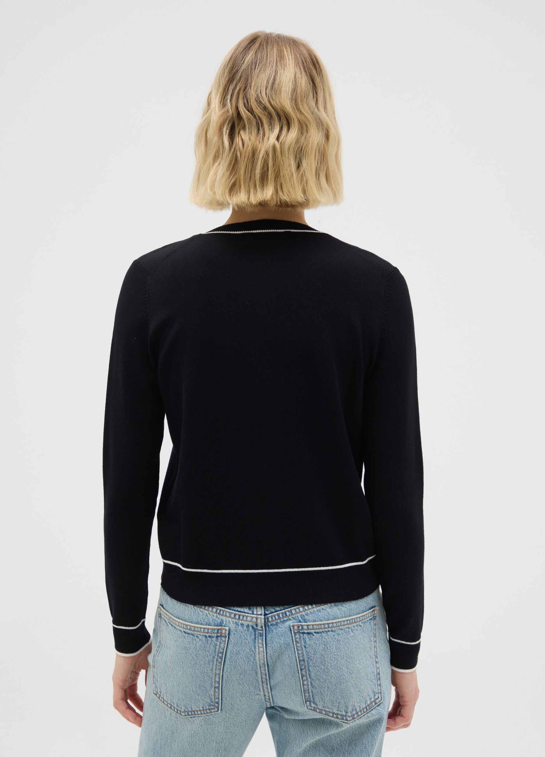 White viscose blend cardigan regular fit