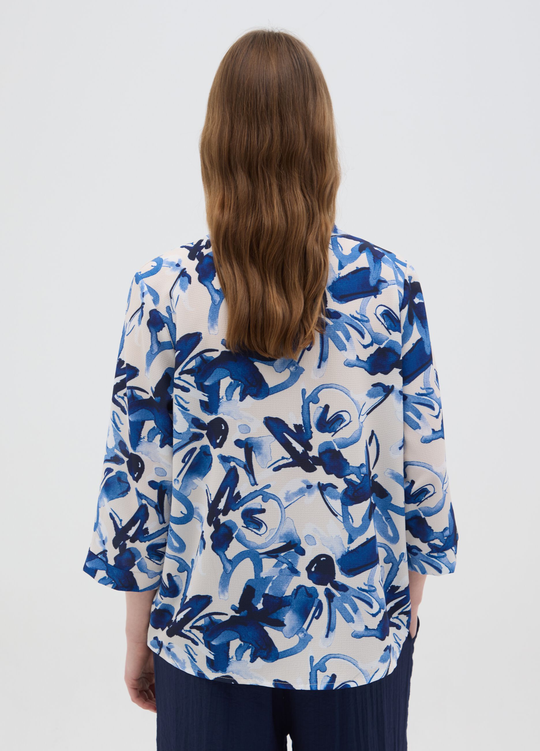 Women's regular fit multicolour blouse with pattern