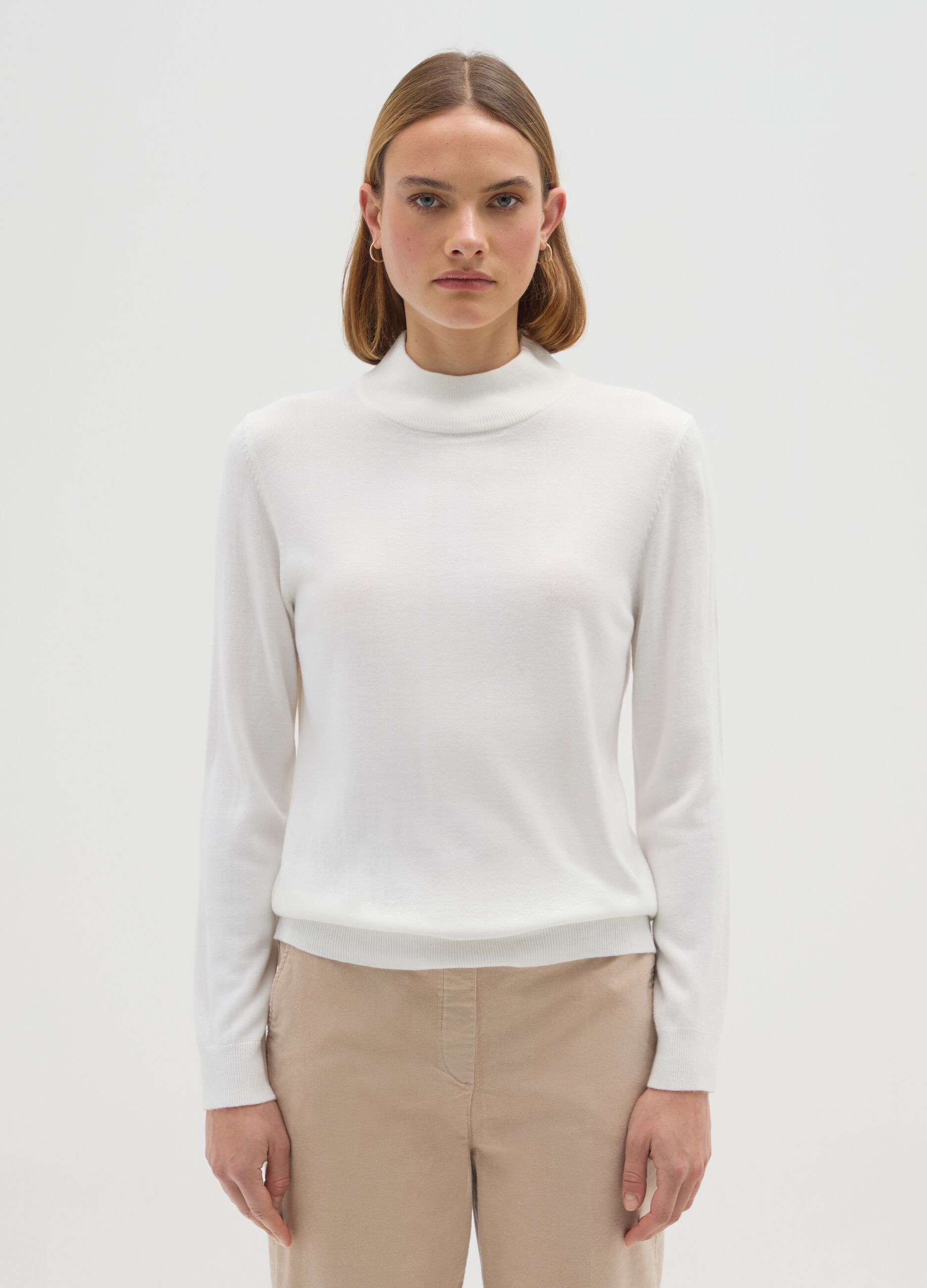 White Acrylic High Neck Jumper