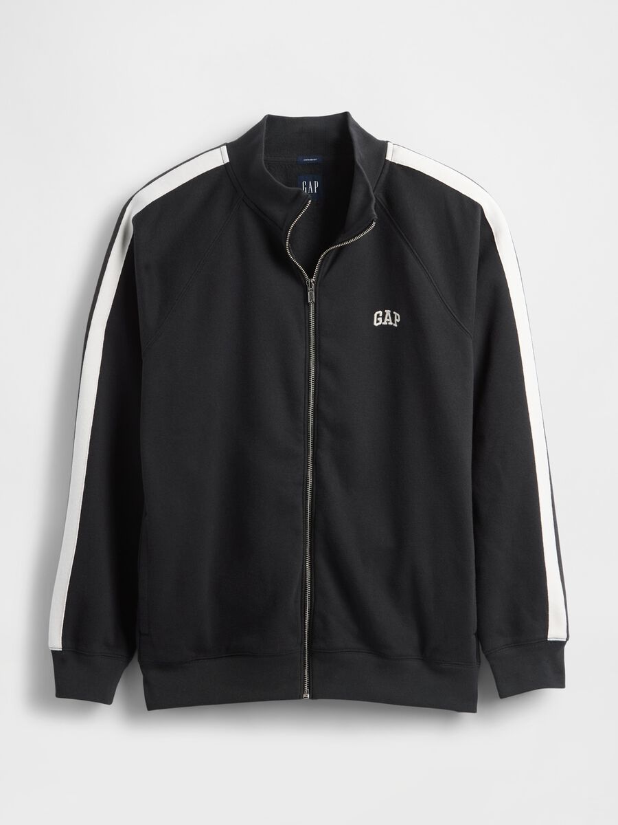 Black cotton-blend sweatshirt with full zip_0