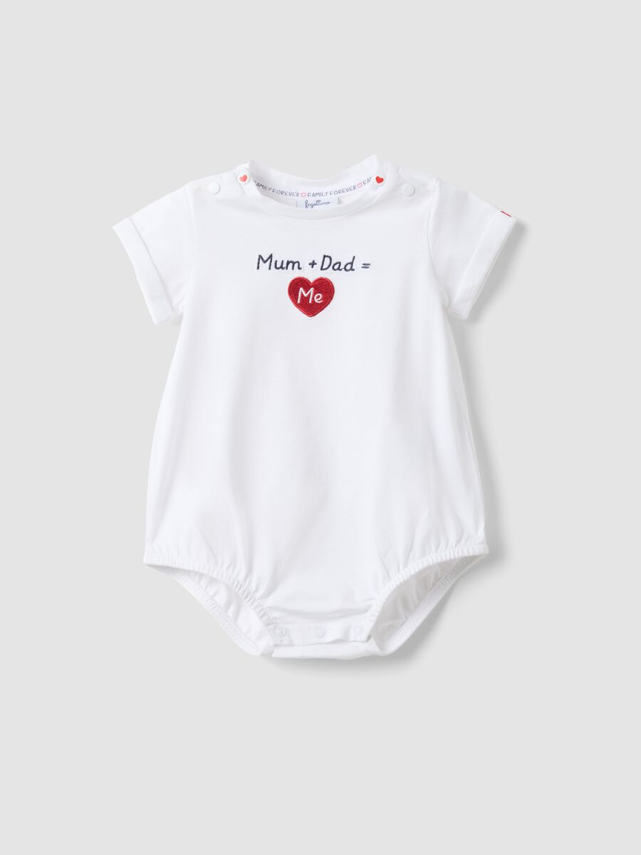 White organic cotton baby bodysuit with embroidery_0