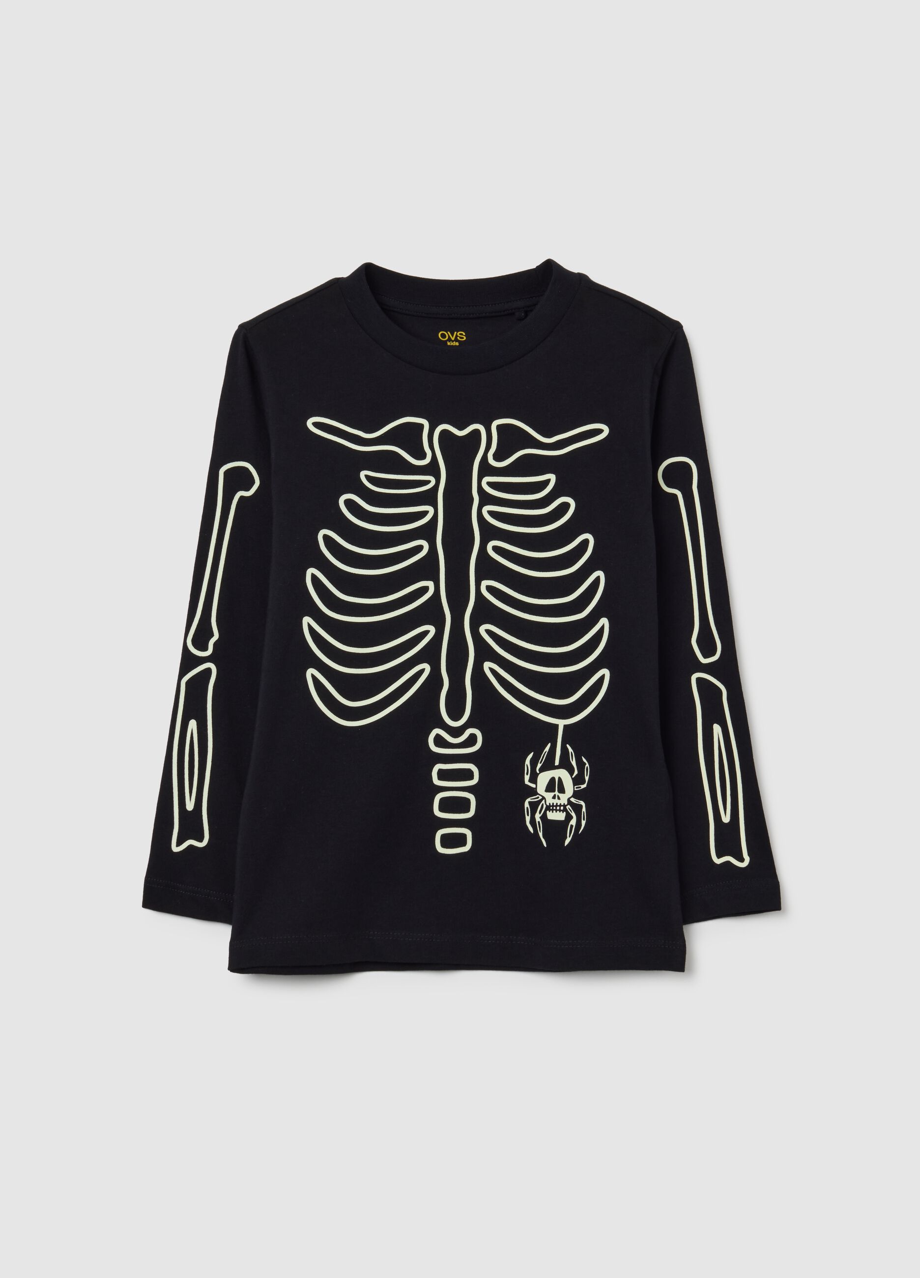Children's black regular fit pure cotton shirt with print