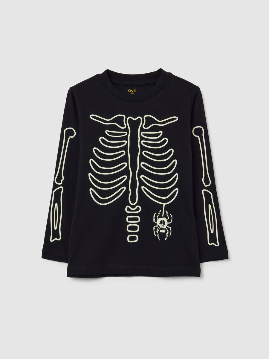 Children's black regular fit pure cotton shirt with print_0