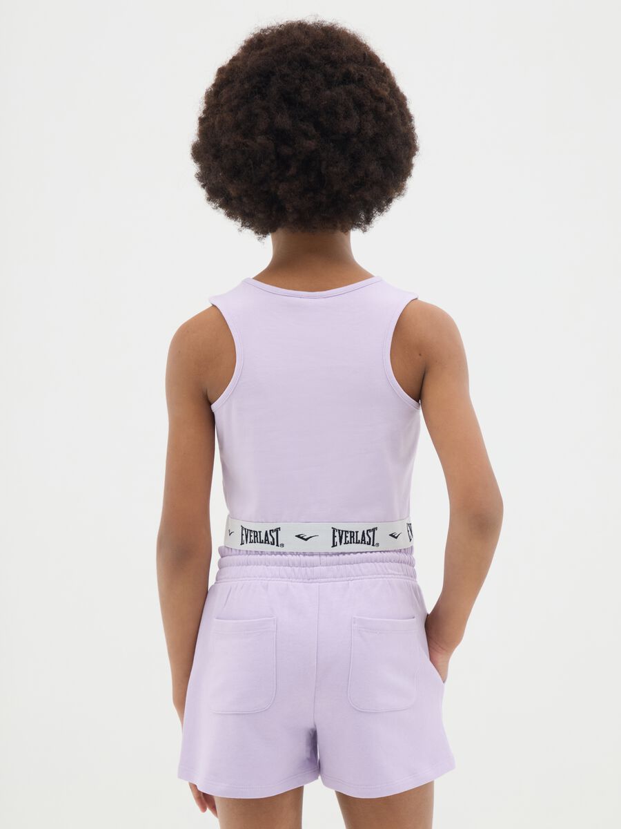 Purple fitted stretch cotton cropped top for girls_2