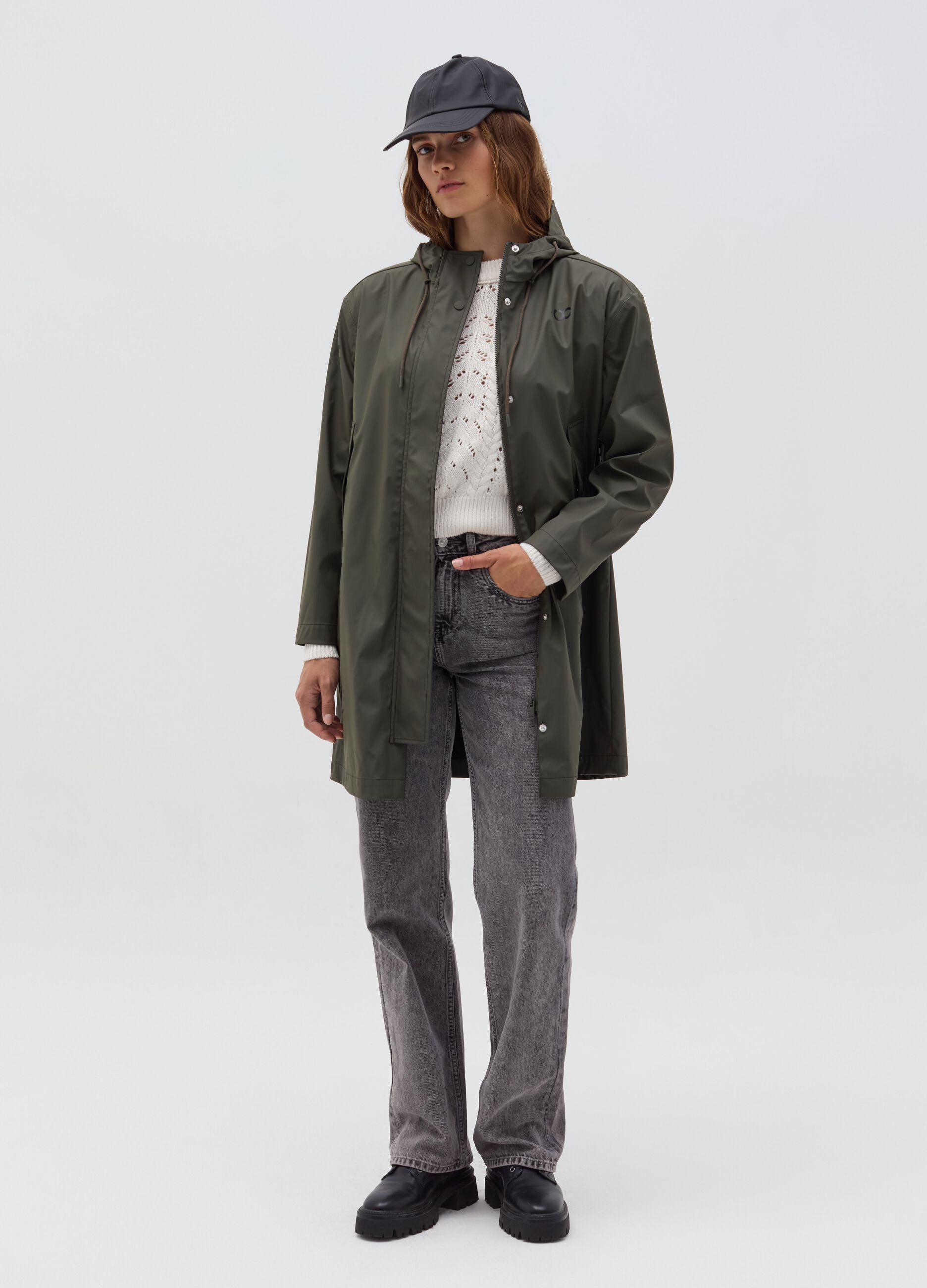 Waterproof parka with logo print