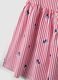 Red striped pure cotton dress with ruffles and prints for girls_3