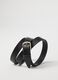 Black genuine leather belt with metal buckle_2