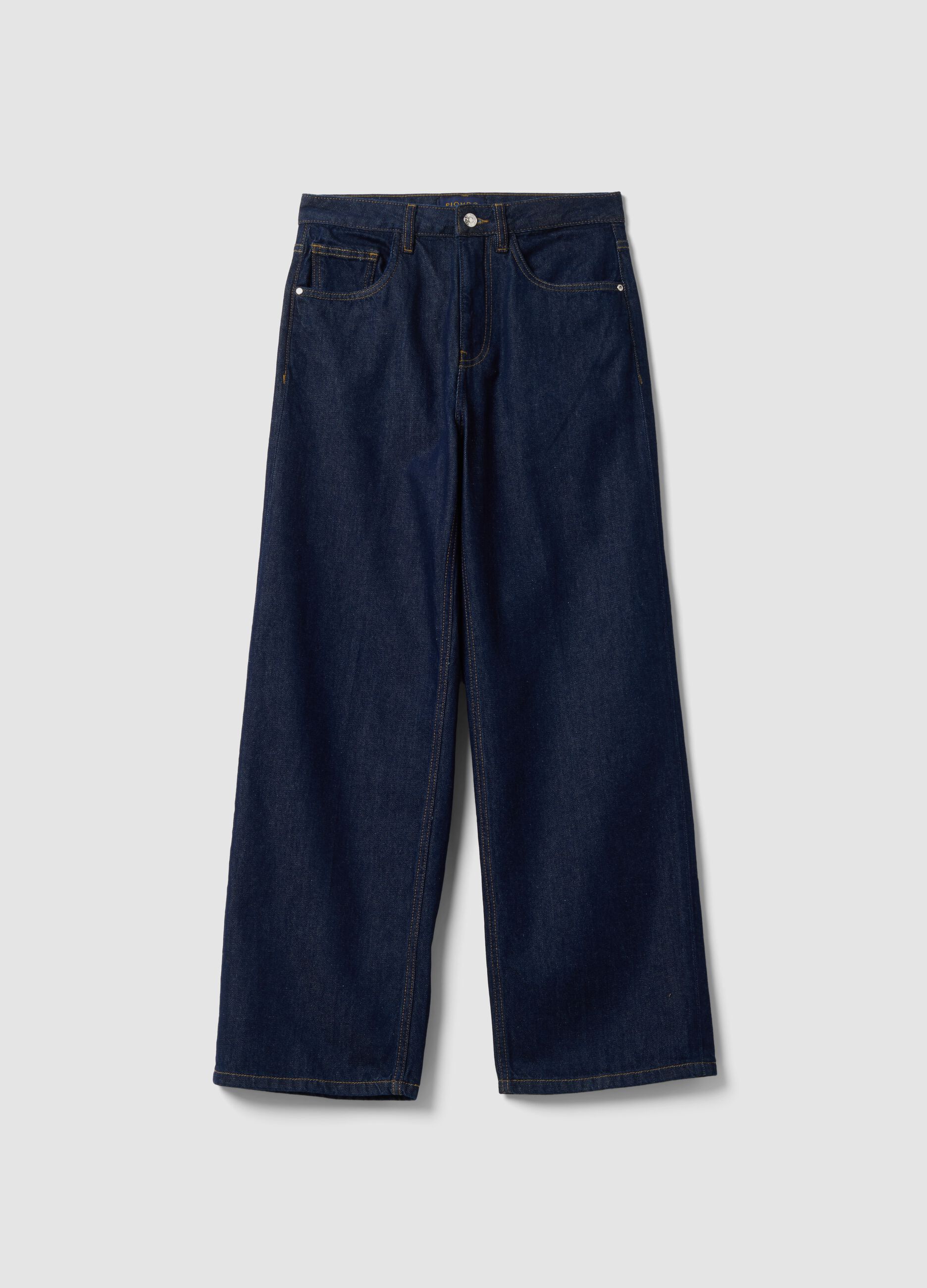 Blue denim straight-fit jeans in pure cotton
