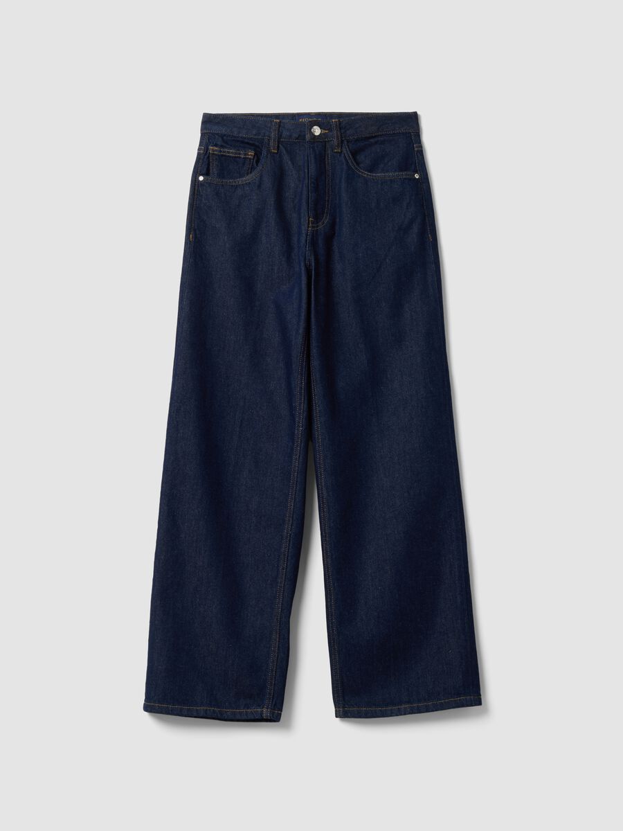 Jeans denim blu in puro cotone straight fit_4