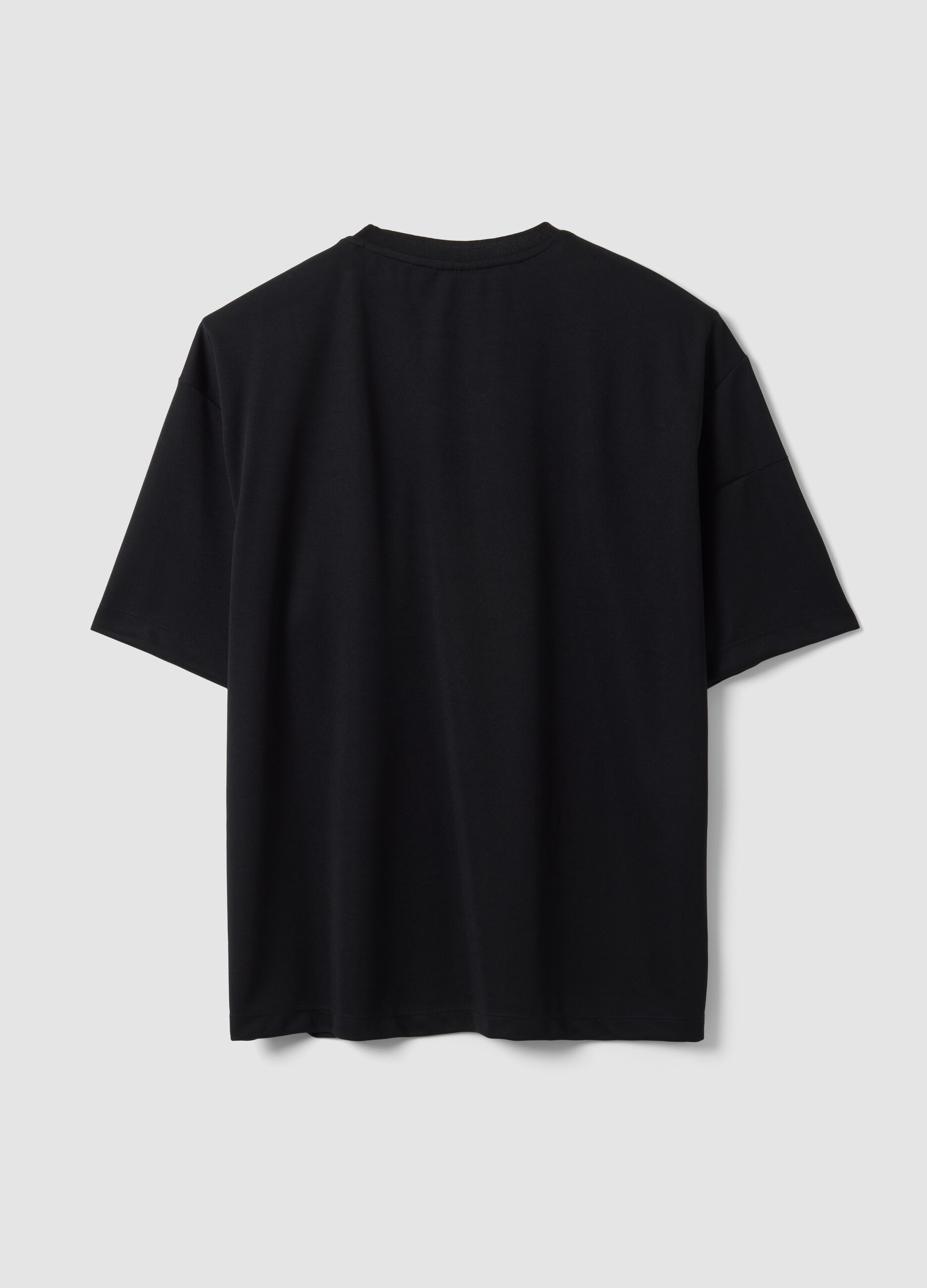 Black PlayStation T-shirt with logo and contrast piping