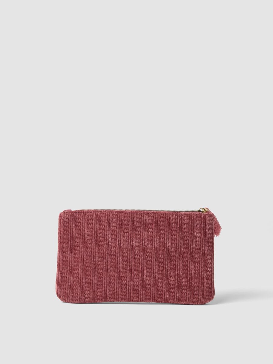 Pochette rosa con ricamo floreale e nappina_1