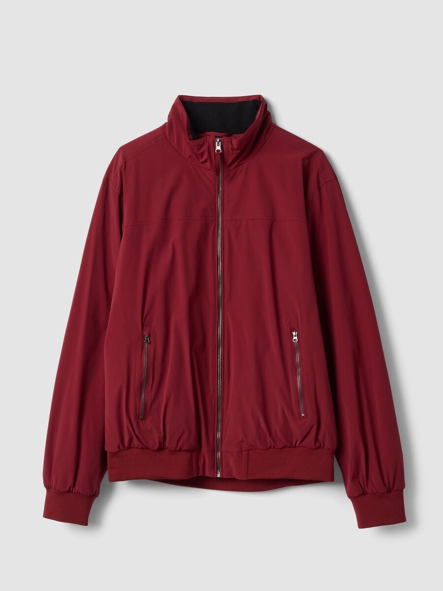 Giubbotto rosso in tessuto elasticizzato con zip_0