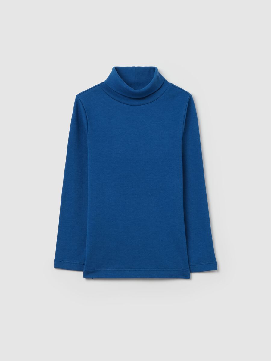 Cotton T-shirt with high neck_0