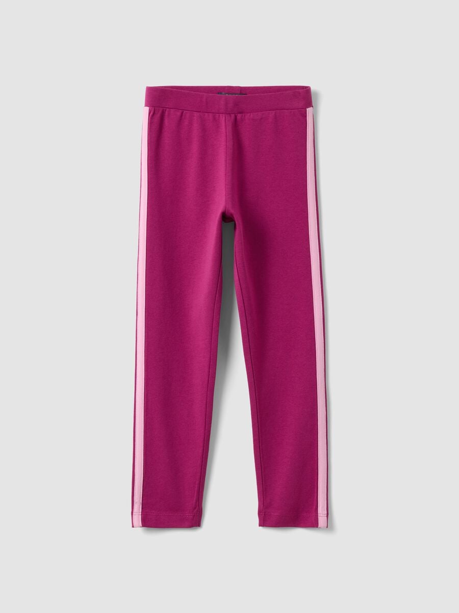 Leggings viola in cotone organico elasticizzato skinny fit per bambina_0