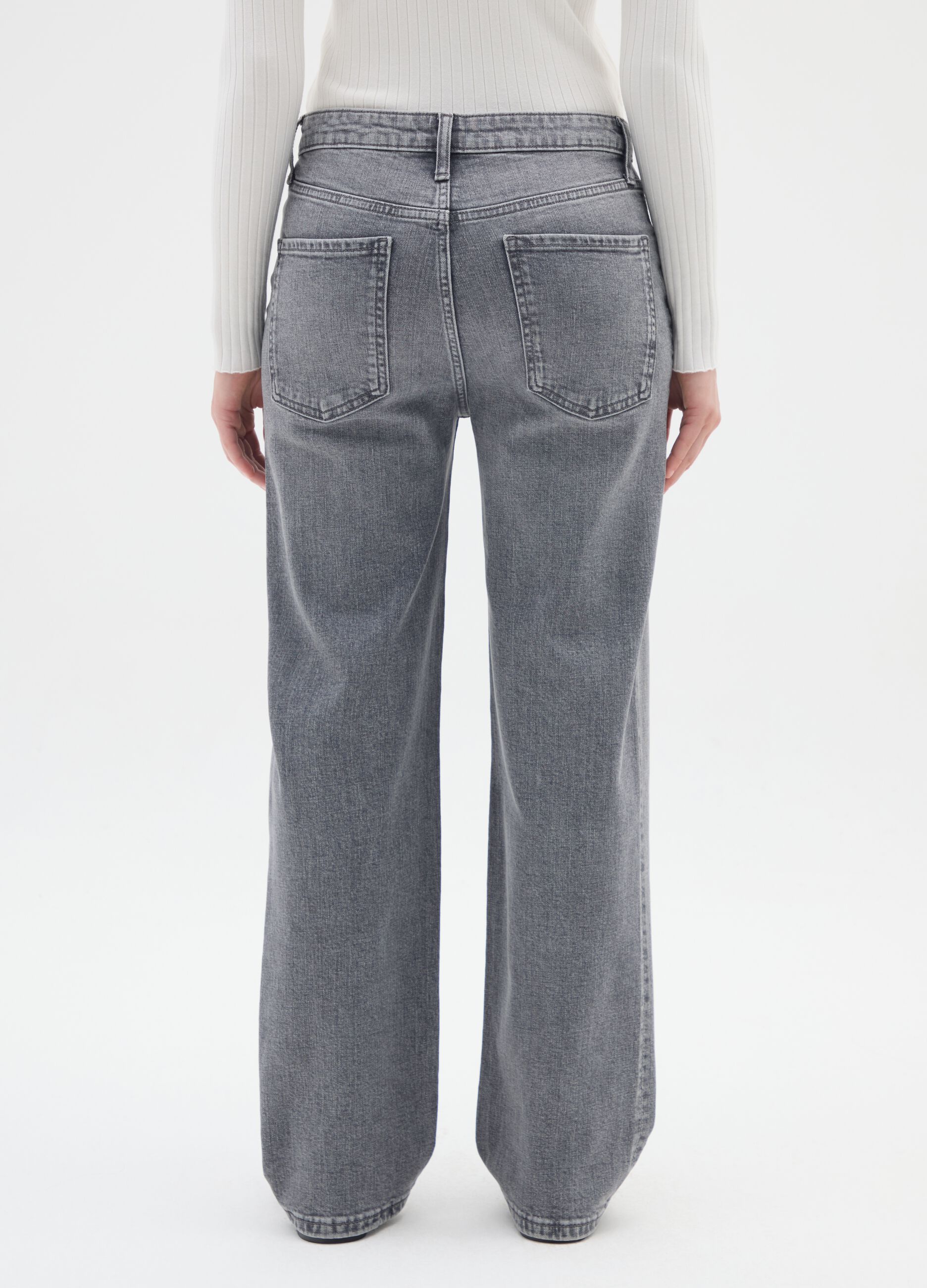 Grey Stretch Regular Waist Jeans