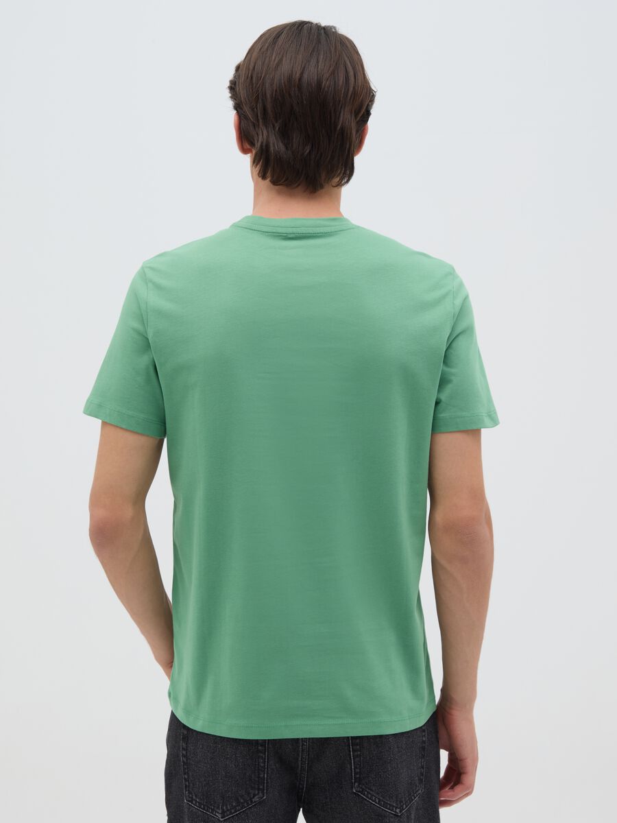 Men's Green Pure Cotton T-shirt Regular Fit_3
