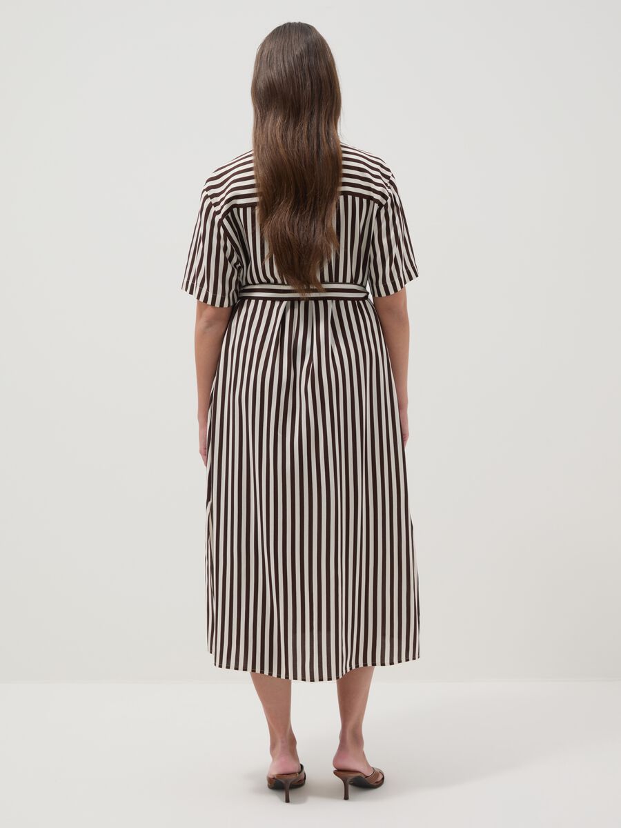 Regular fit multicolour striped pure viscose dress with belt_2