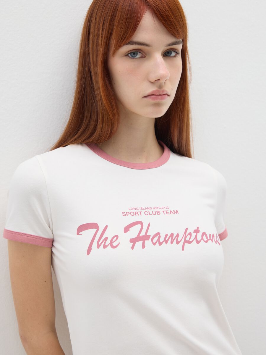 T-shirt in cotone elasticizzato bianca regular fit_3