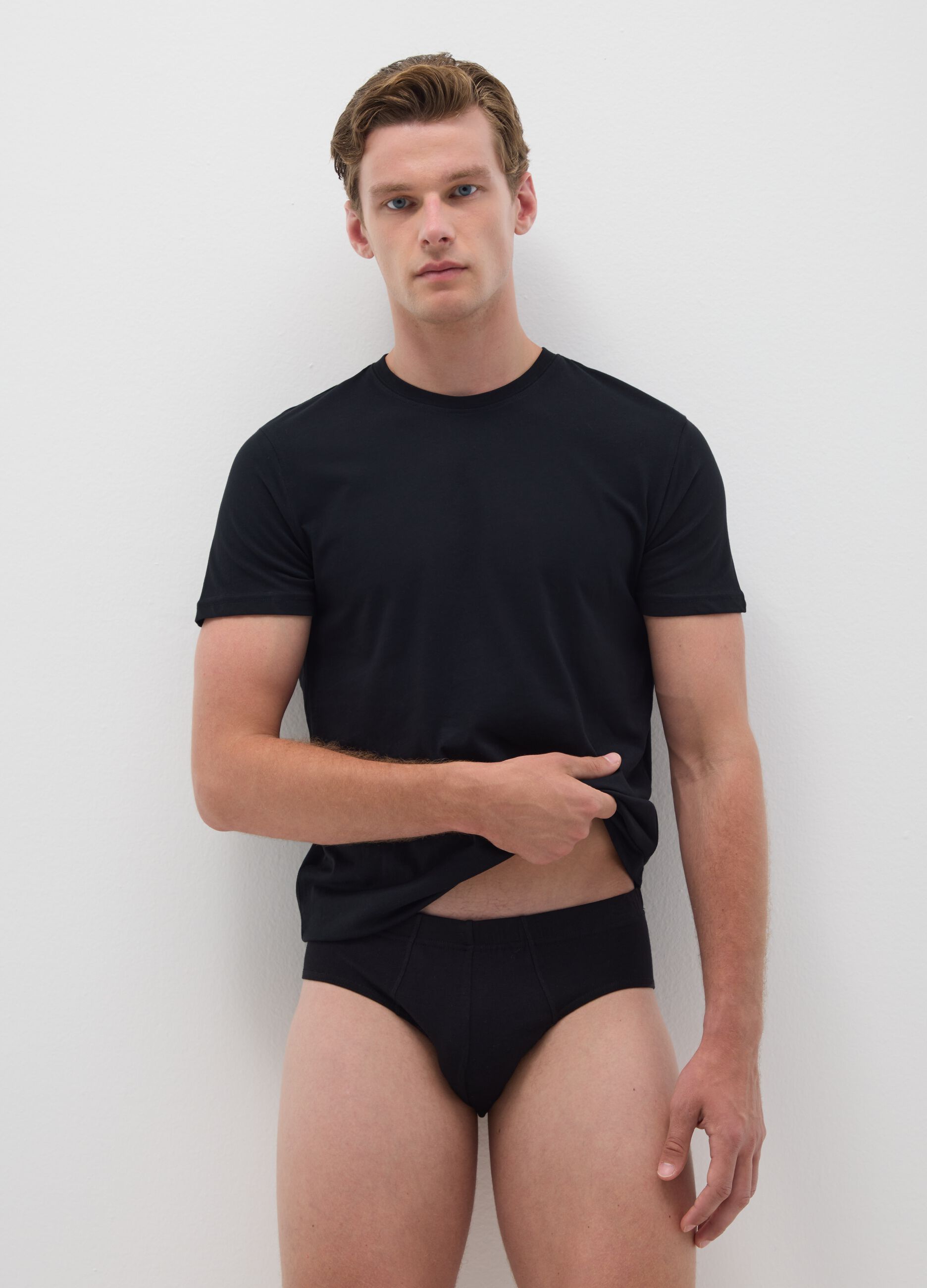 Set of black stretch cotton briefs