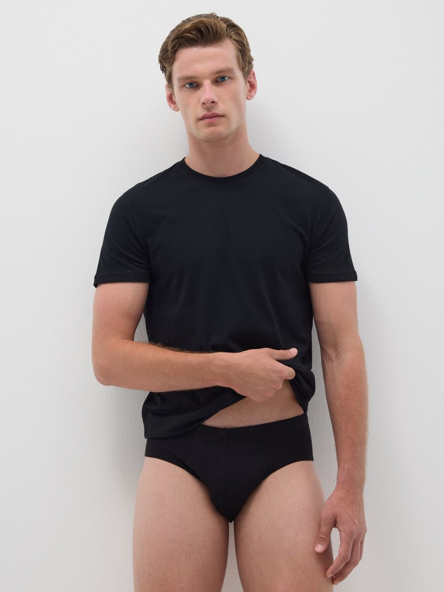 Set of black stretch cotton briefs_0