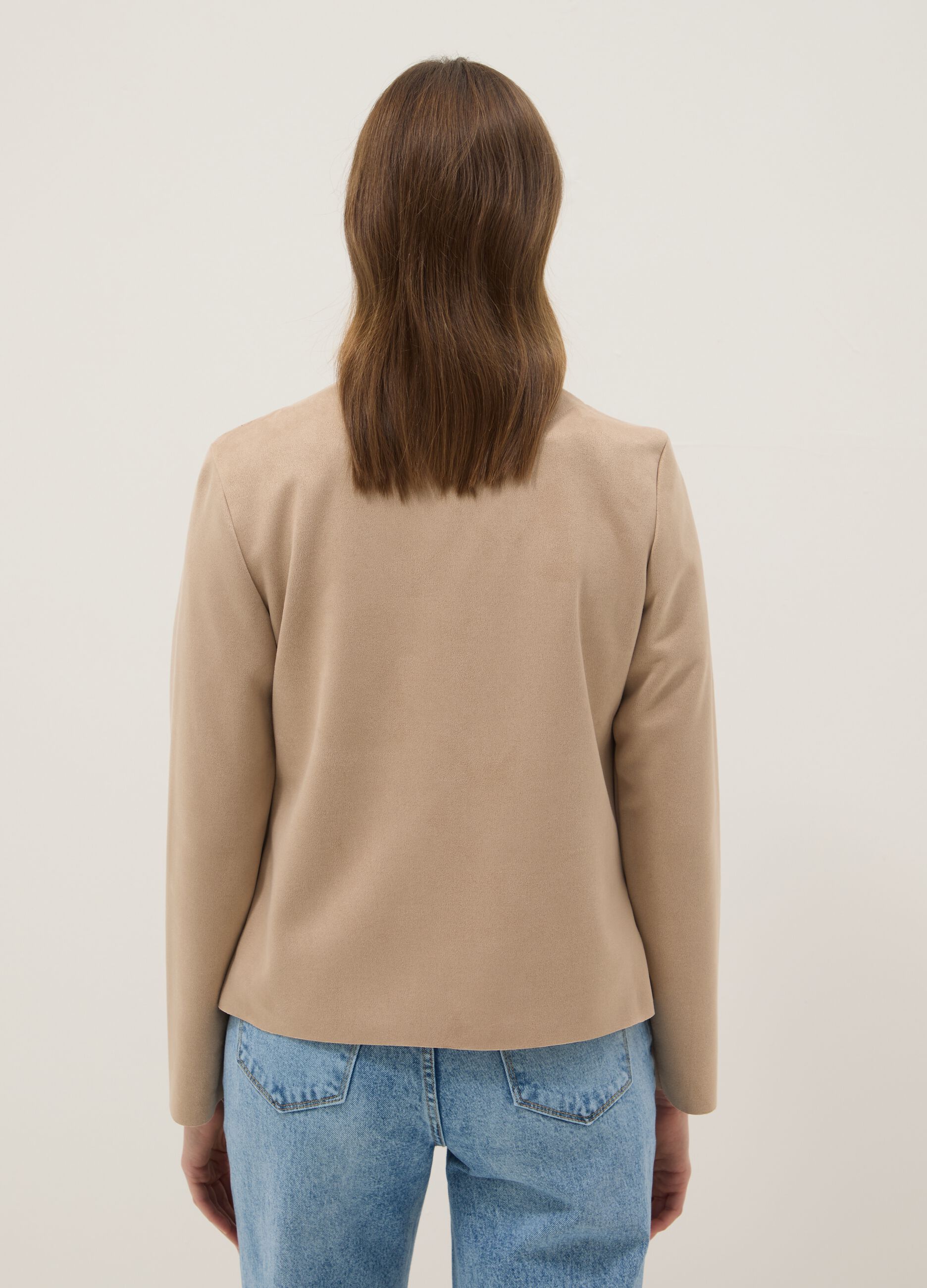 Giacca beige regular fit con tasche frontali