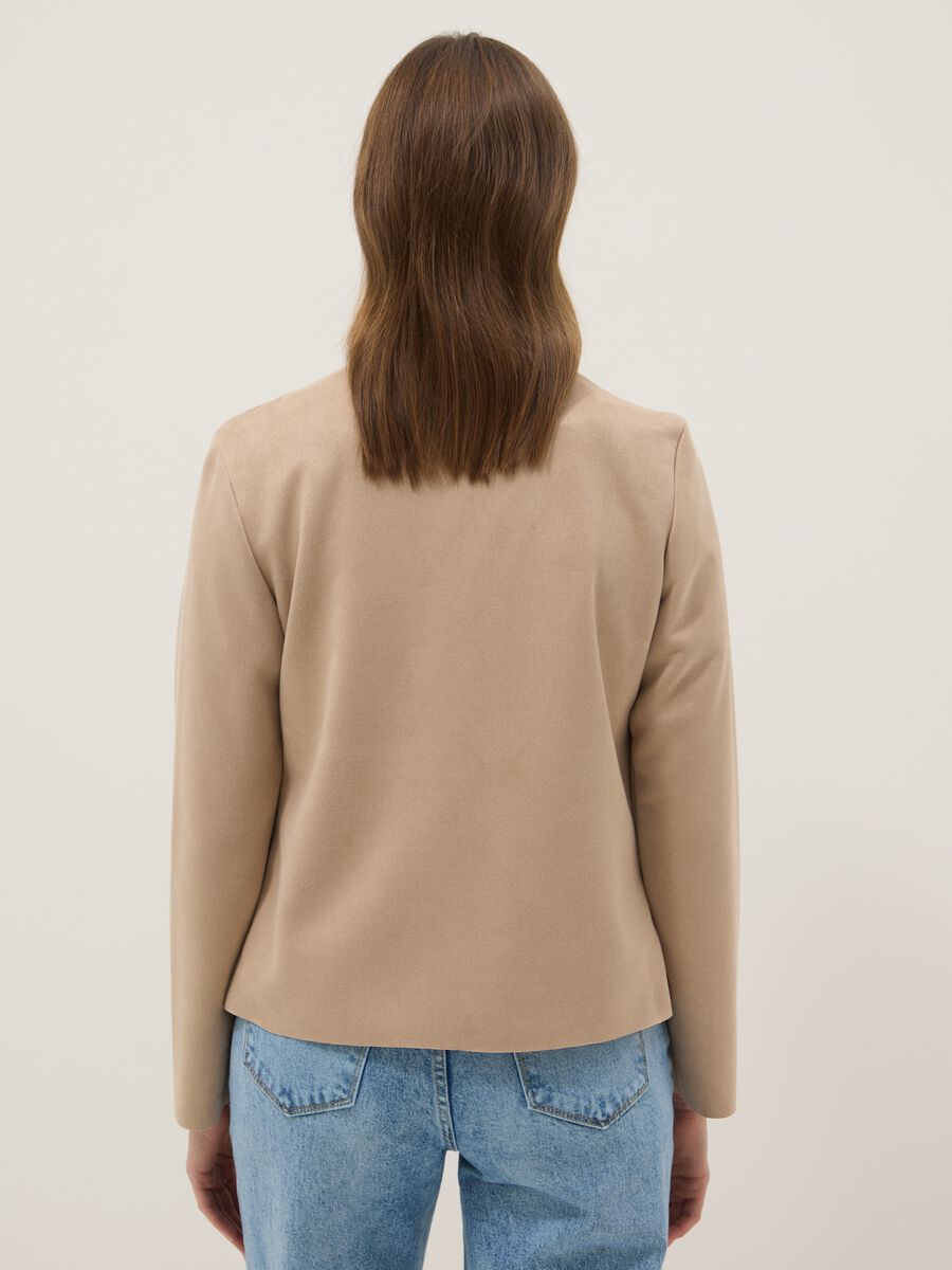 Giacca beige regular fit con tasche frontali_2