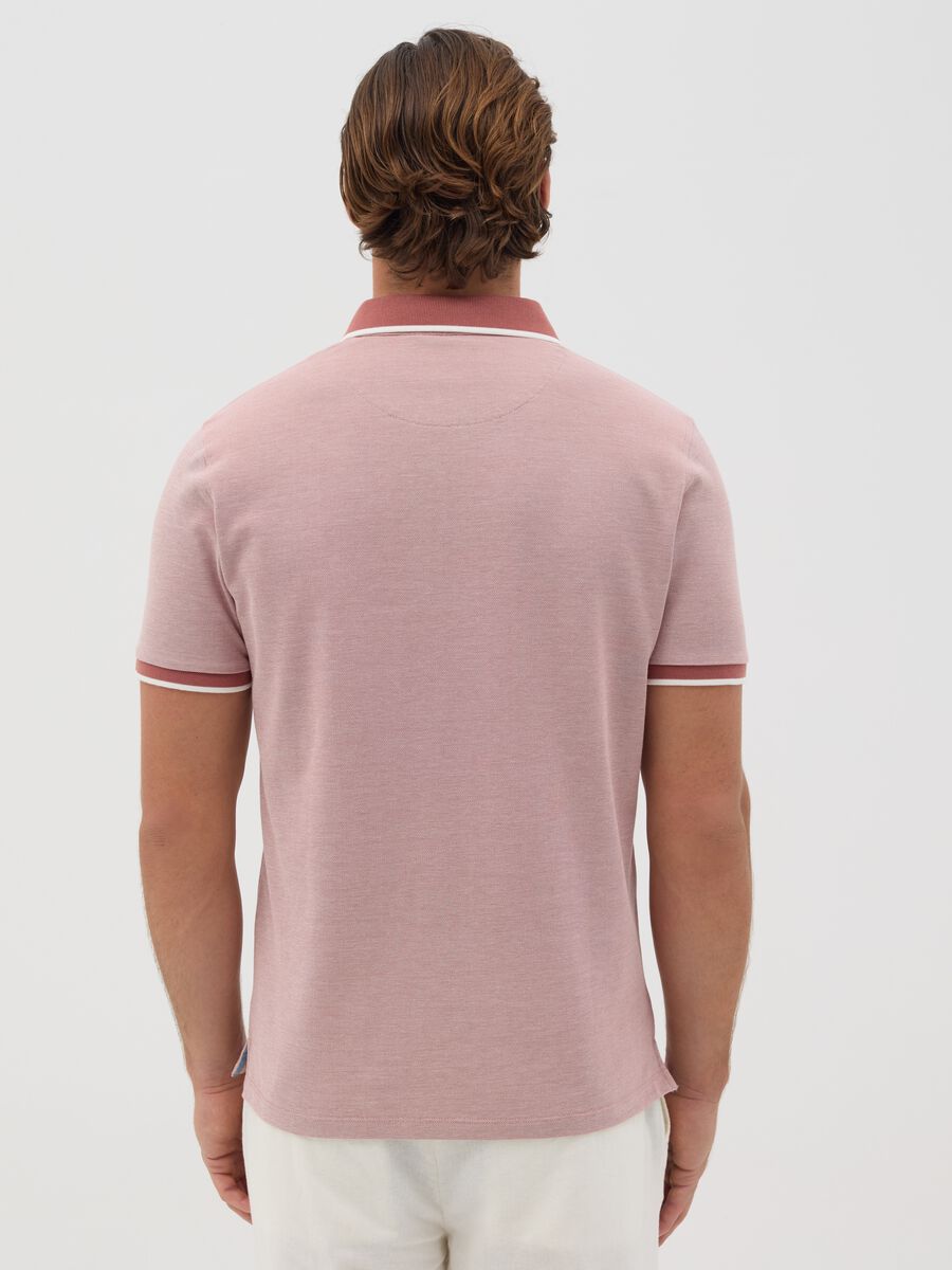 Pink polo shirt with short sleeves in cotton piquet_2