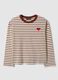 Maglia in puro cotone a righe multicolor relaxed fit con cuore_4