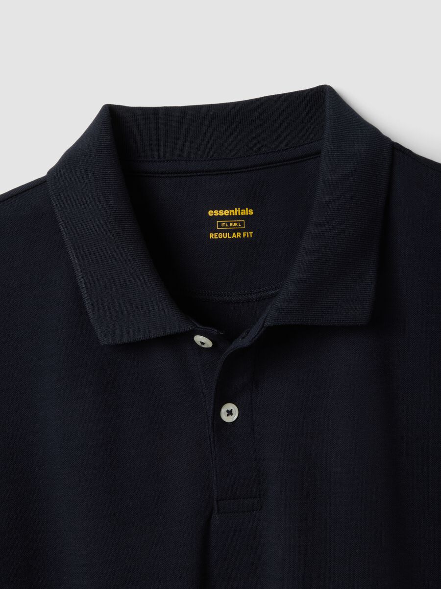Black regular fit stretch cotton-blend polo_5