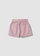 Pink linen and cotton blend shorts with belt for girls, regular fit_1