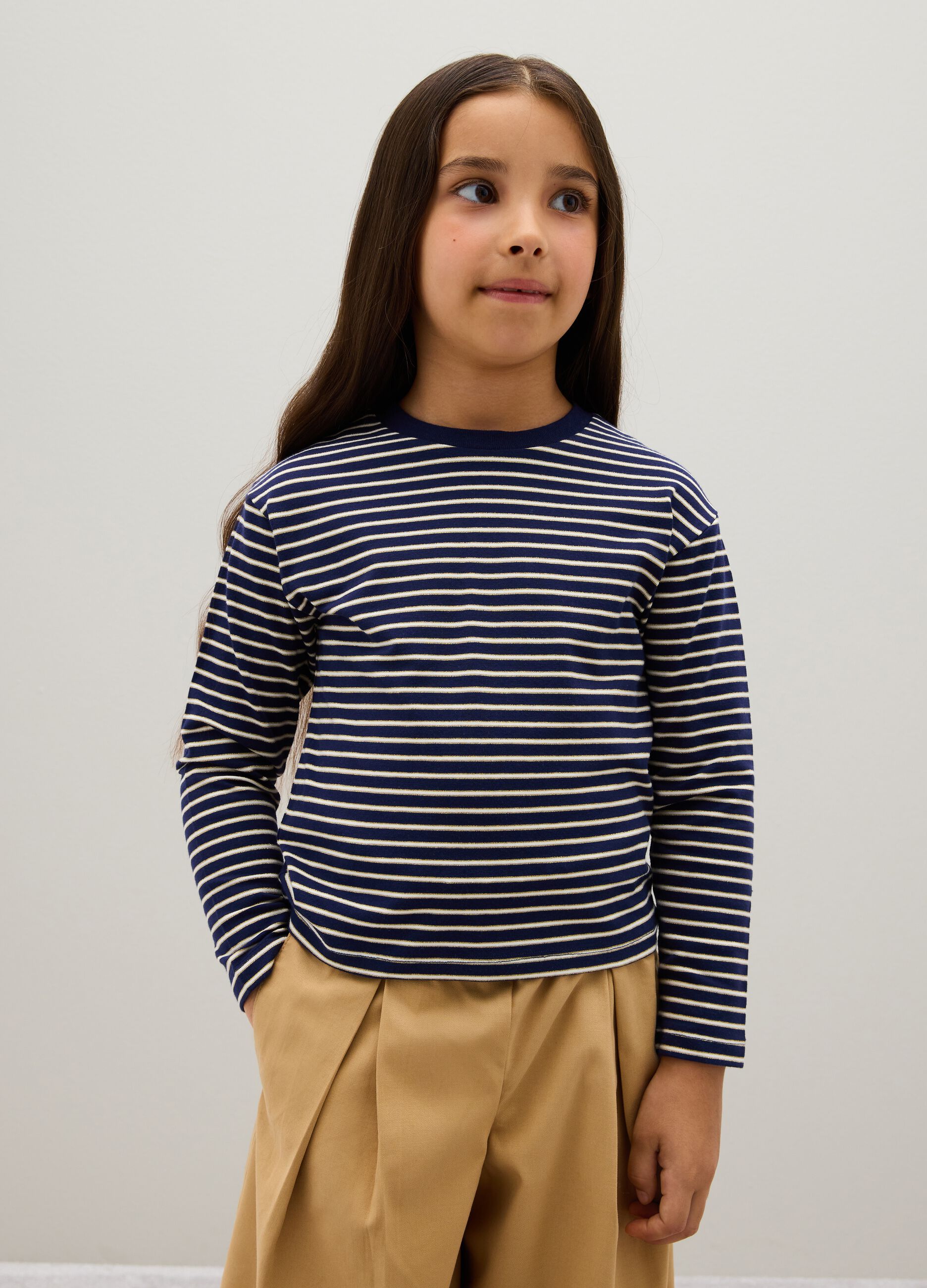 Maglia da ragazza in misto cotone multicolor regular fit