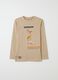 Children's beige pure cotton regular fit T-shirt_0