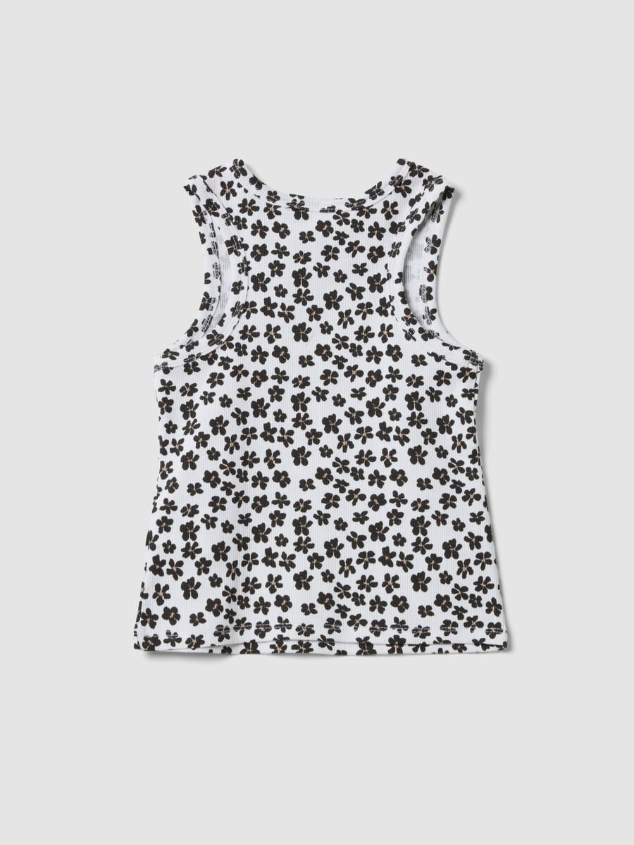 Tank top multicolor in cotone elasticizzato e stampa floreale regular fit_1