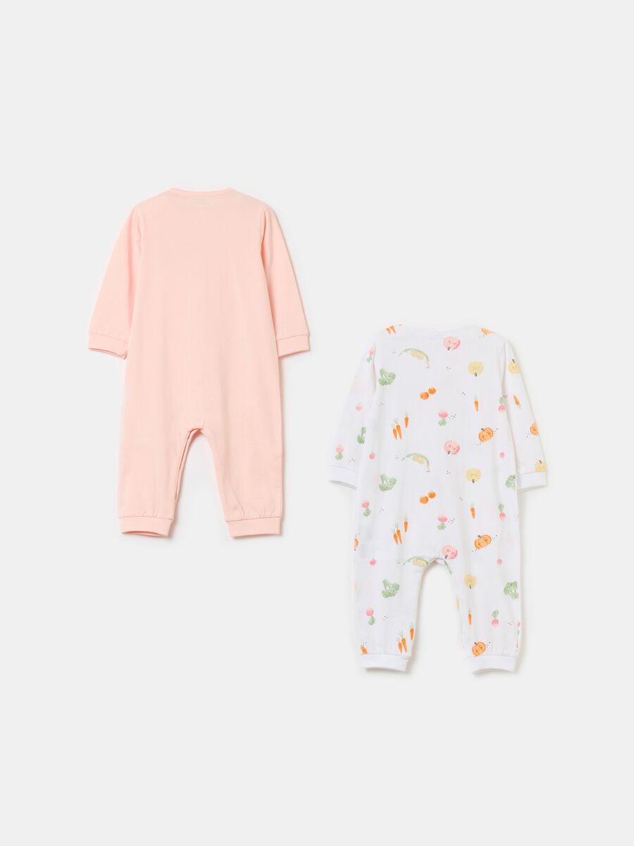 Two-pack organic cotton onesies with small vegetables print_1