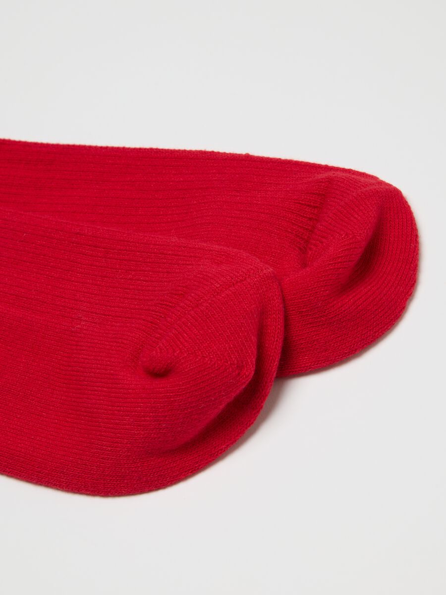 Red midi cotton blend socks_1