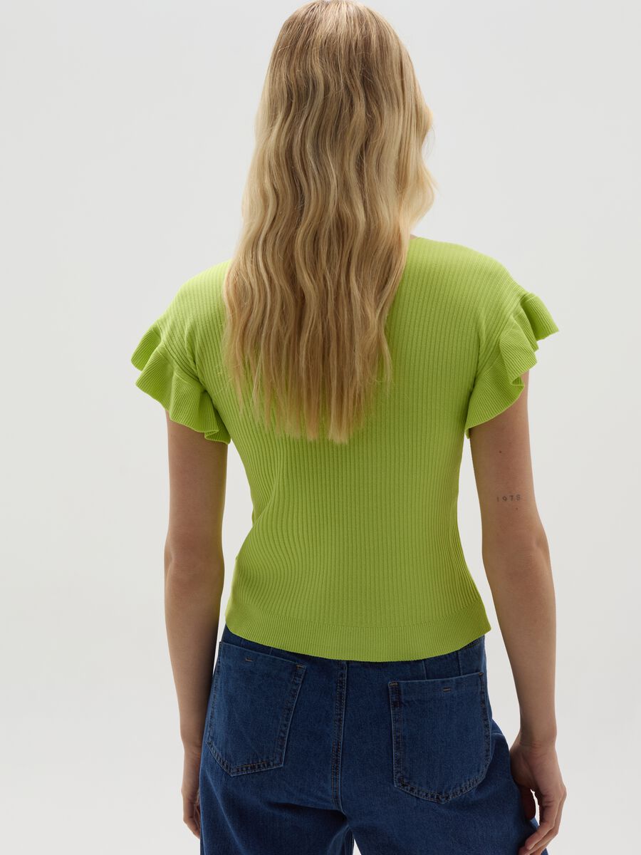 Ribbed T-shirt with sleeves and flounce_2