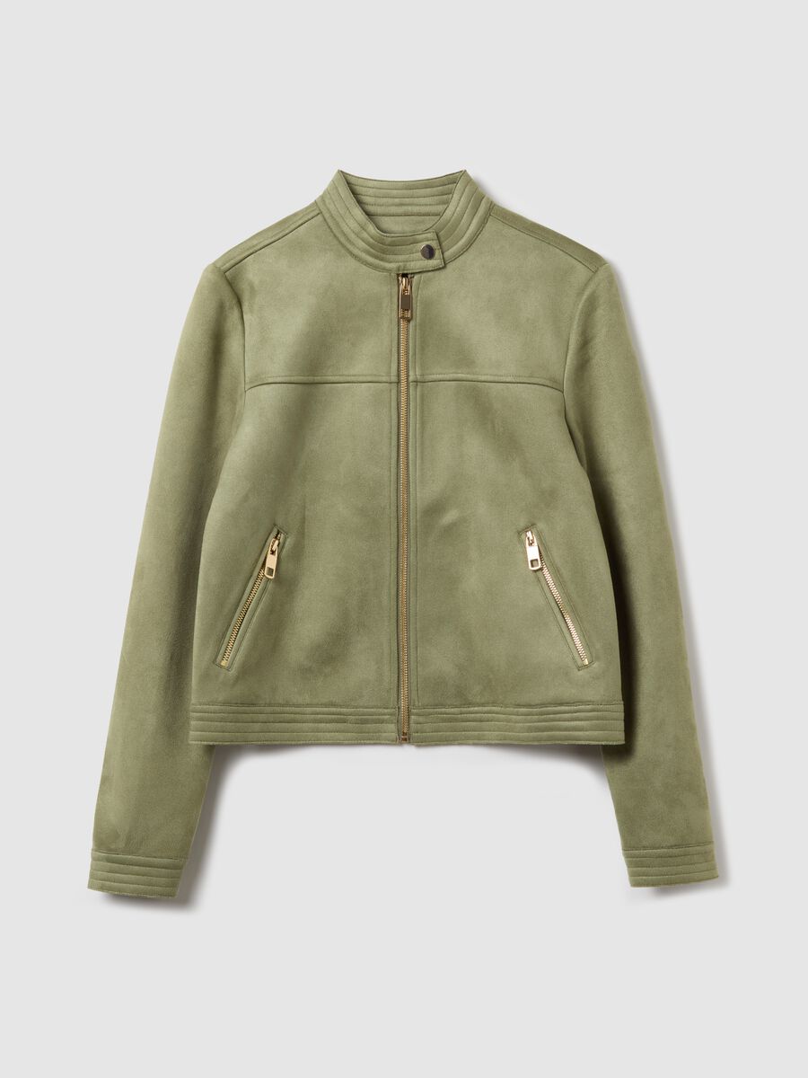 Short suede jacket with full-zip _4