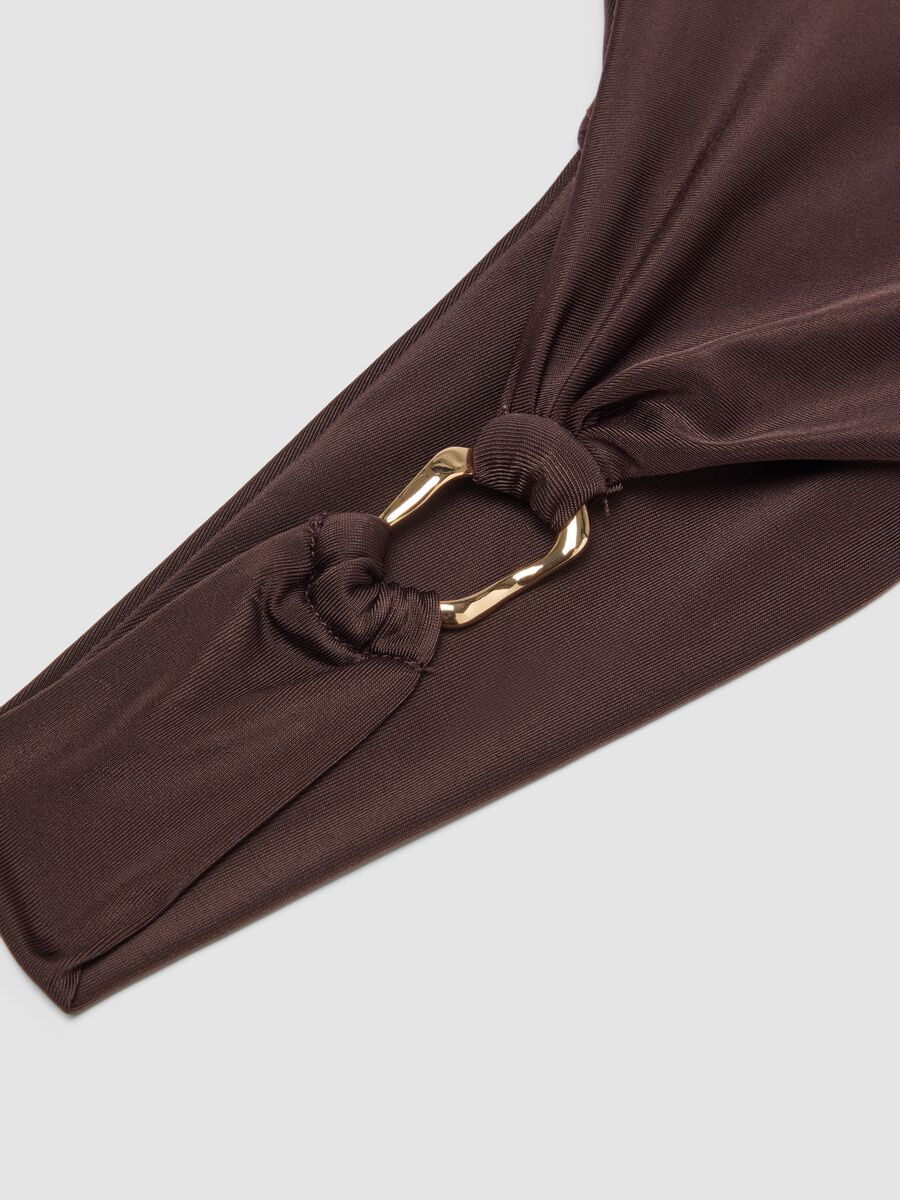 Slip da mare in tessuto elasticizzato marrone con anello_1