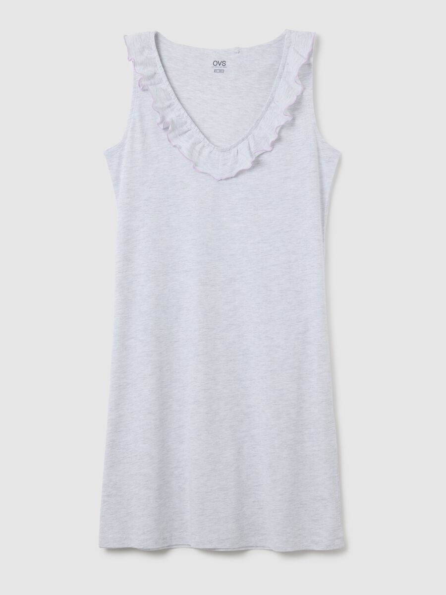 Camicia lunga da donna in cotone grigia con volant_4