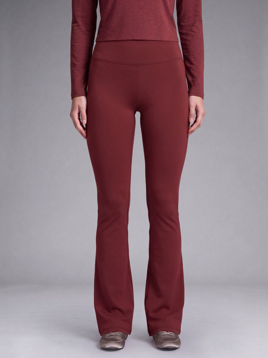 Leggings rossi flare in tessuto elasticizzato_1