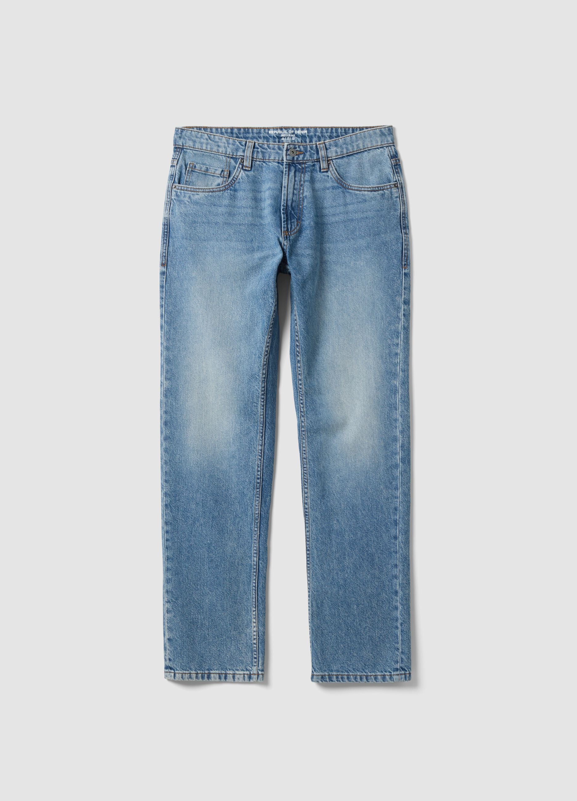 Regular-fit pure cotton denim jeans