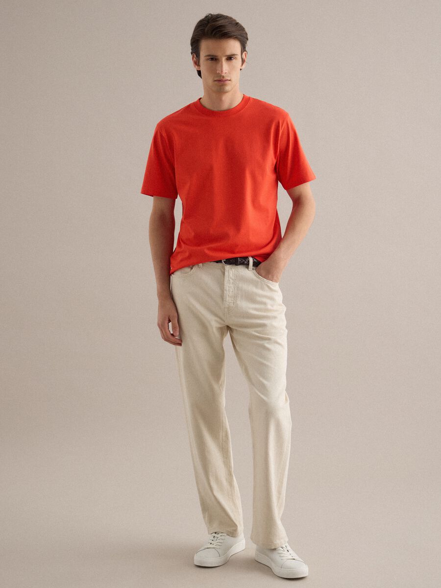 T-shirt girocollo in puro cotone arancione relaxed fit_2