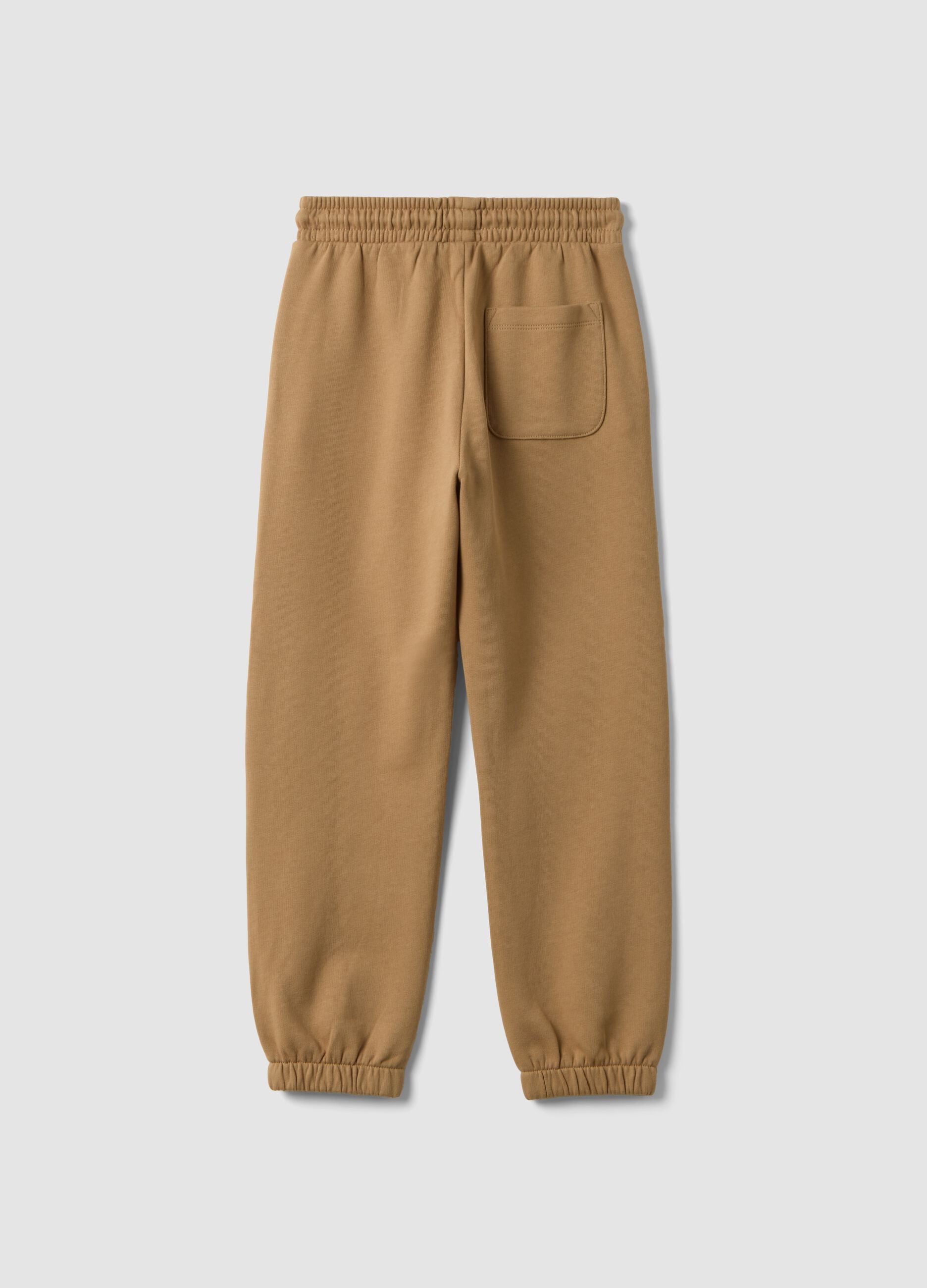 Pantaloni jogger marroni in puro cotone regular fit