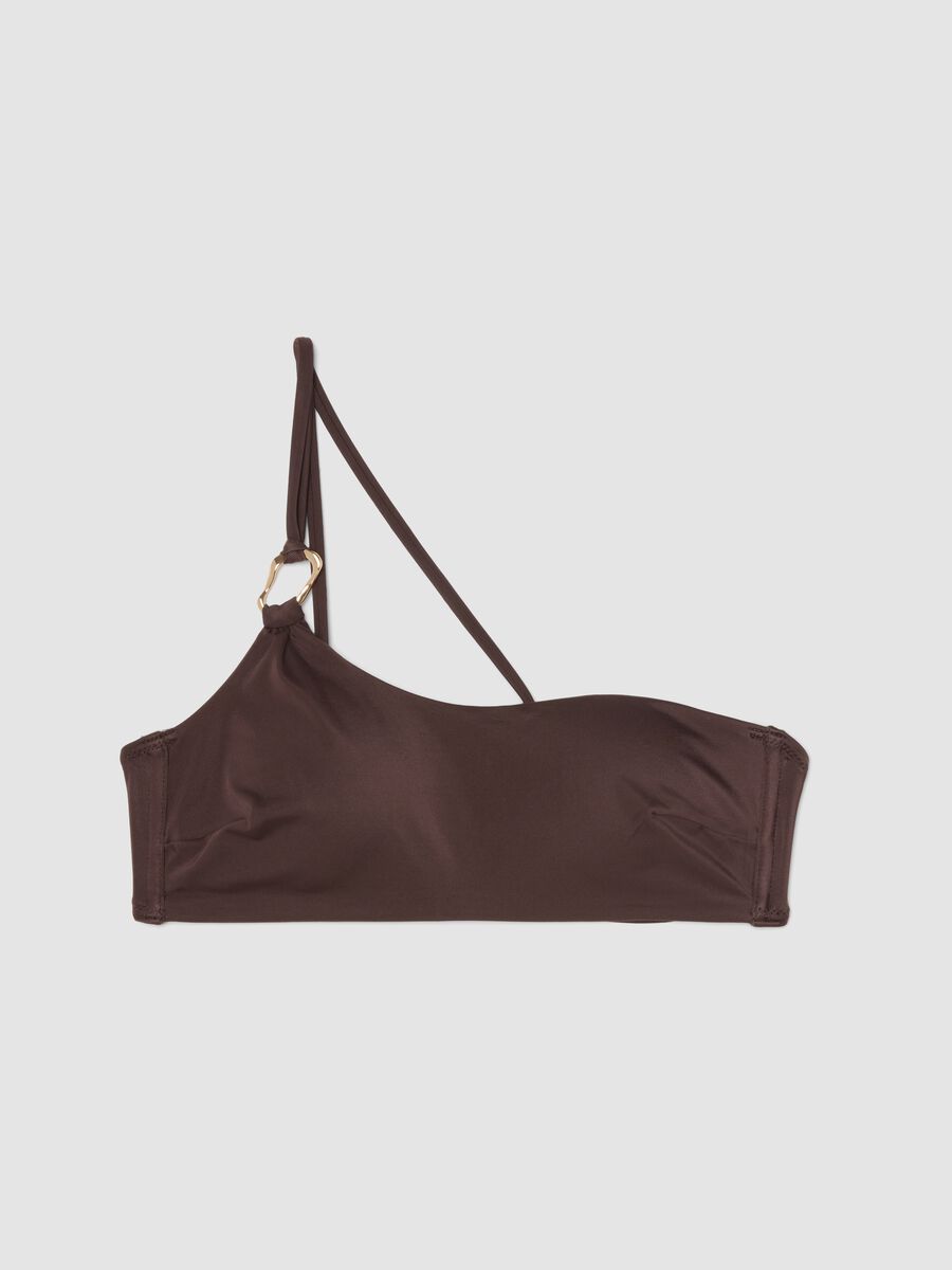 Top da bagno elasticizzato marrone con spalline_0