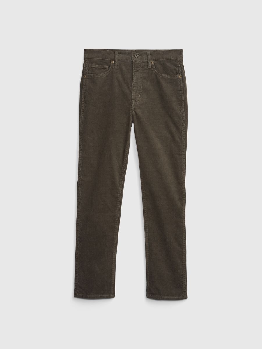 Pantaloni slim fit a vita alta in corduroy_5