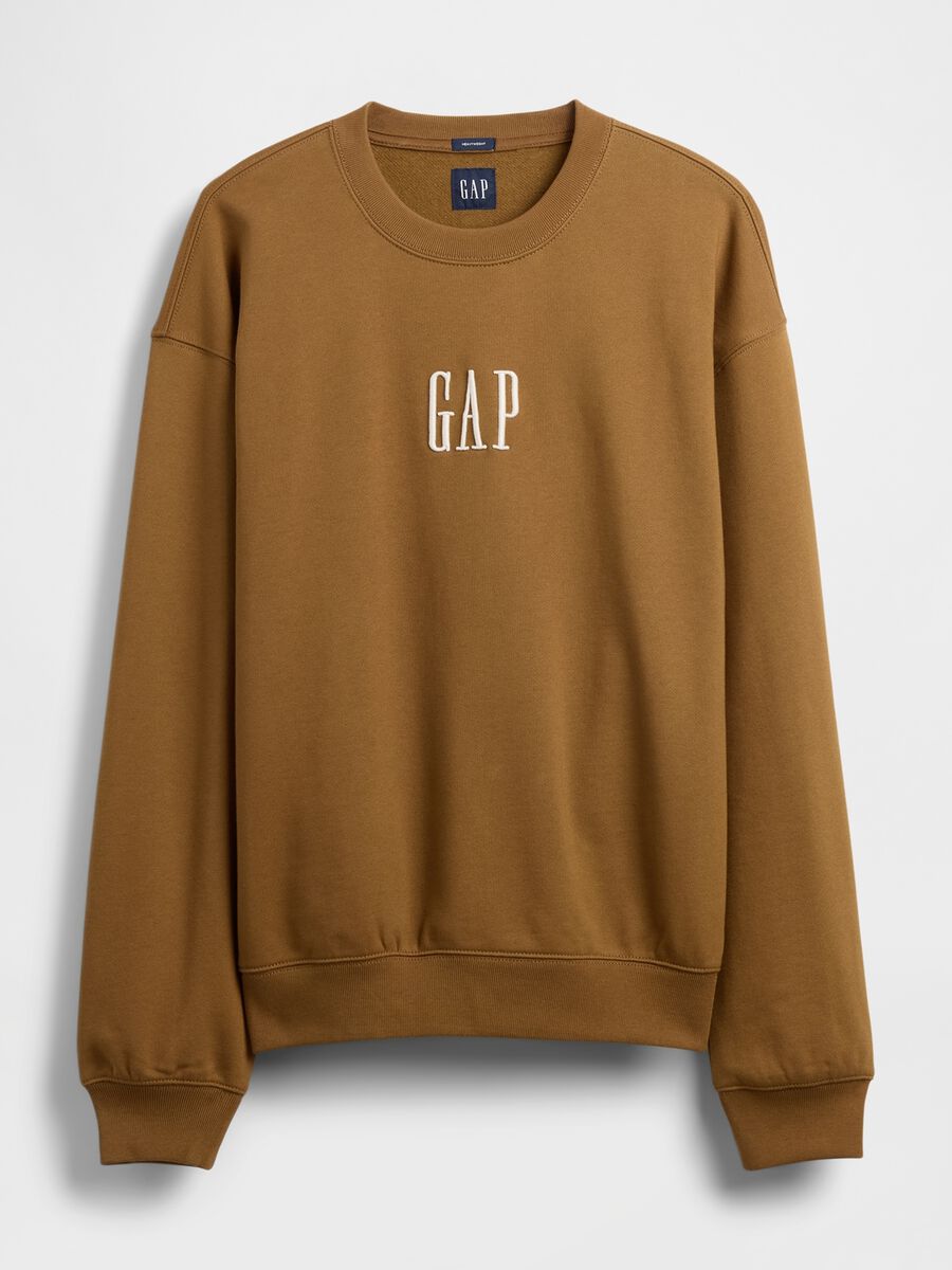 Brown crew neck sweatshirt in cotton blend_3
