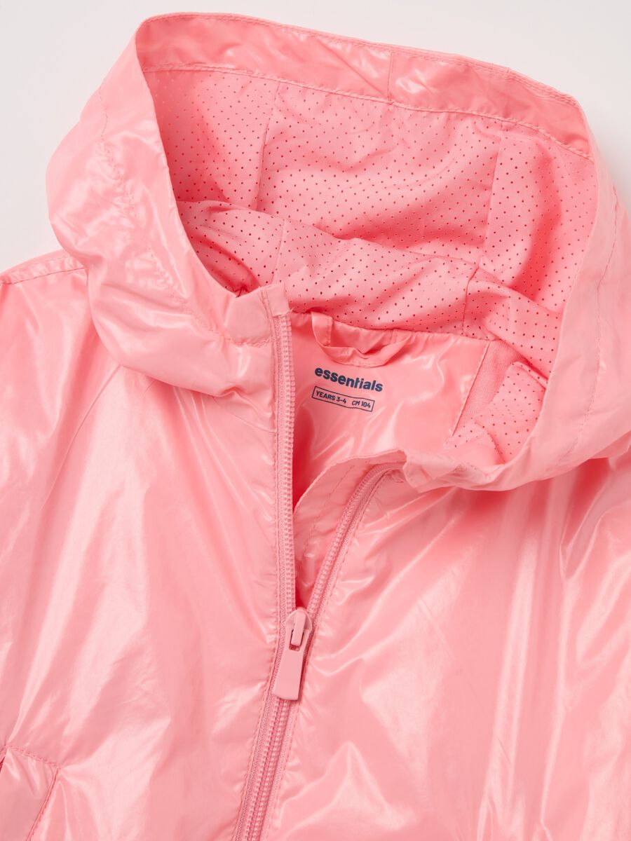 Shiny waterproof jacket with hood_2