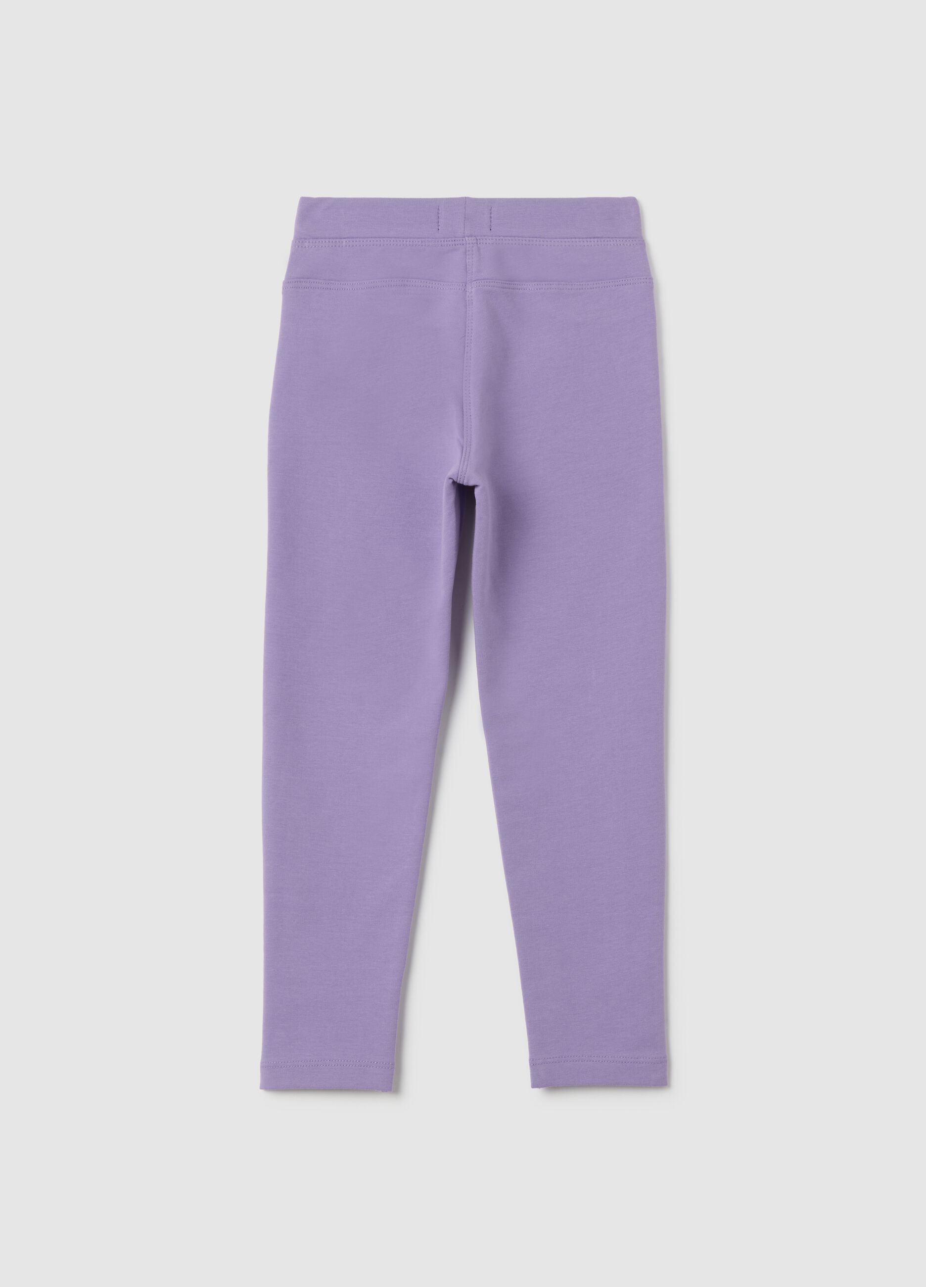Girls' Purple Slim Fit Cotton Leggings