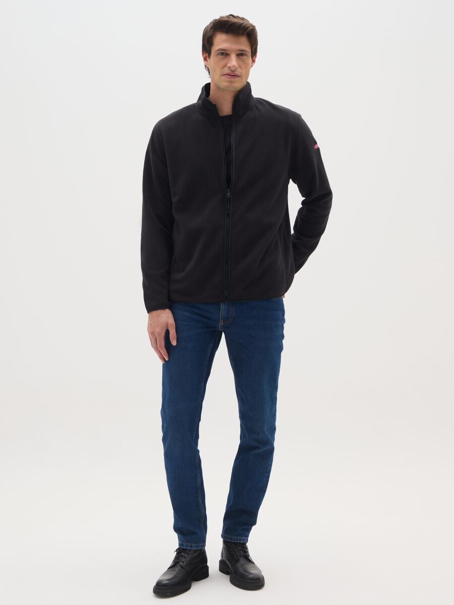 Black fleece regular fit zip jumper_1