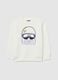 Kids' white pure cotton sweatshirt regular fit with print_0